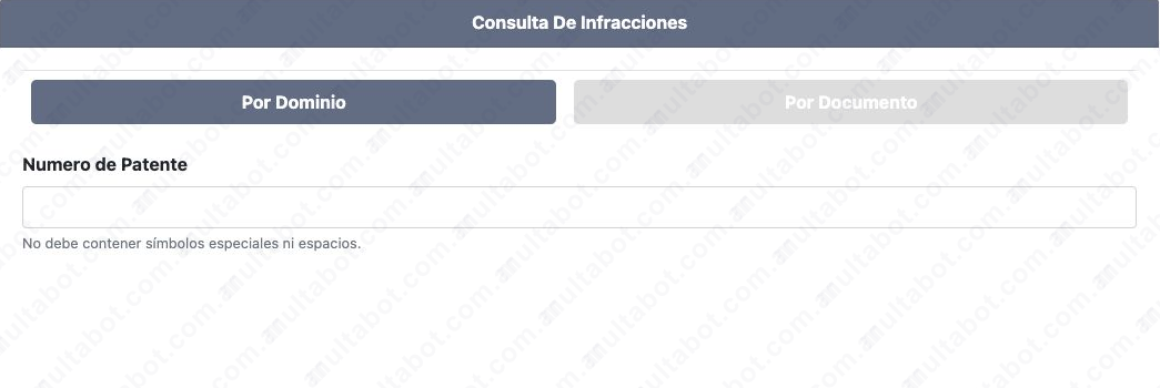 Formulario de infracciones con consulta por dominio